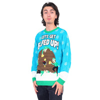 Funny Ugly Christmas Sweater Beverage Dispenser Elfed Up Blitzen's Santa Jingle Juice Knitted Pullover
