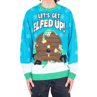 Funny Ugly Christmas Sweater Beverage Dispenser Elfed Up Blitzen's Santa Jingle Juice Knitted Pullover