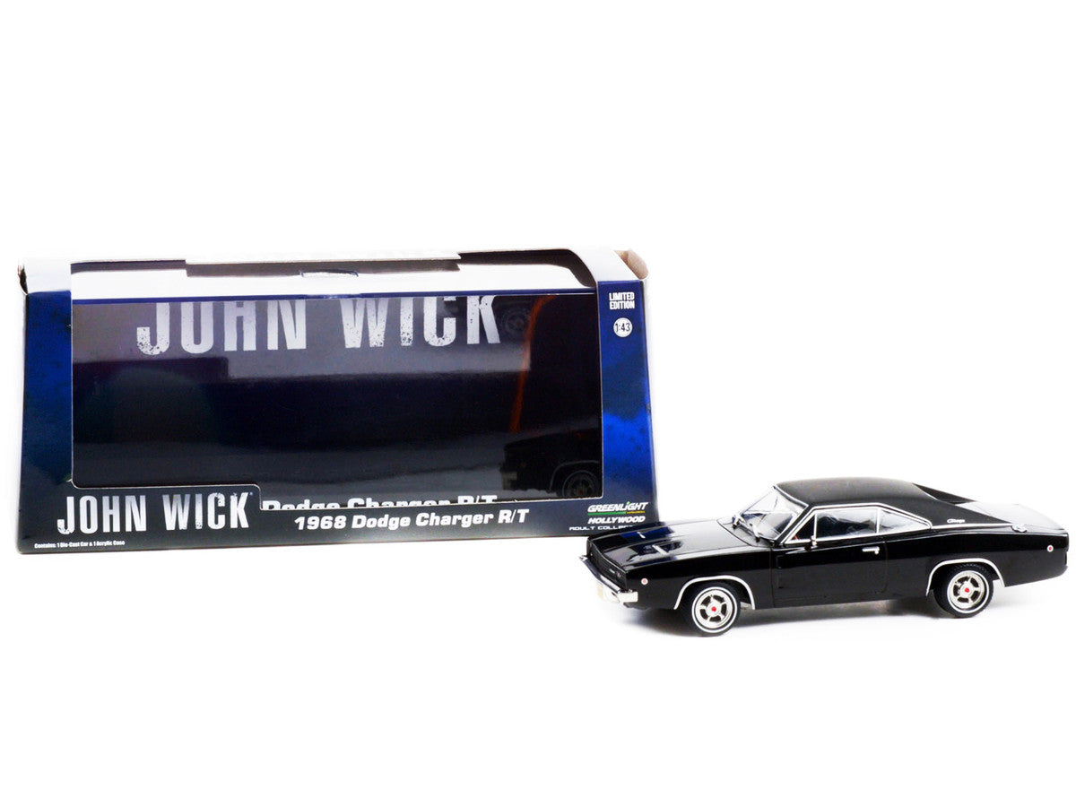 1968 Dodge Charger R/T Black with Black Vinyl Top "John Wick" 1/43 Diecast Model Car by Greenlight-1