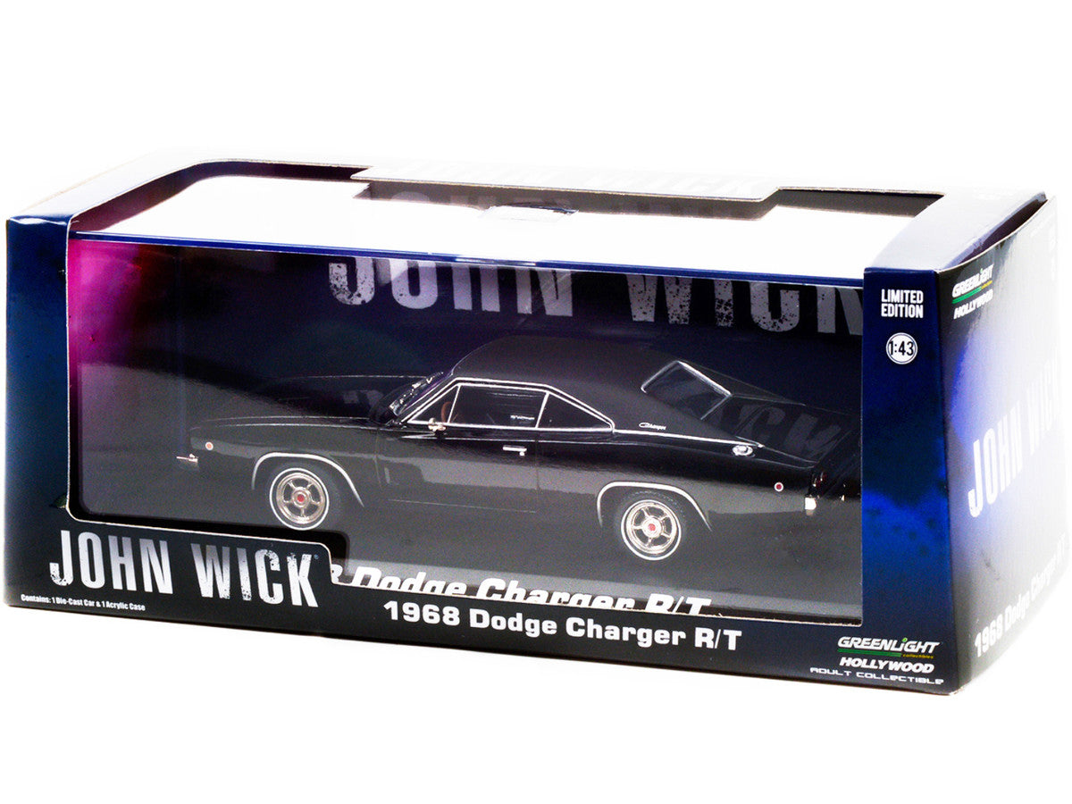 1968 Dodge Charger R/T Black with Black Vinyl Top "John Wick" 1/43 Diecast Model Car by Greenlight-2