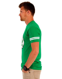 Green Lantern DISTRESSED Logo With Striped Sleeves T-shirt