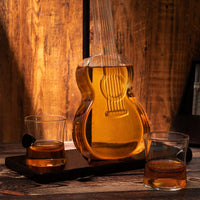 Guitar Whiskey & Wine Decanter & Mahogany Base - The Wine Savant 1000 ML Glass Decanter with 2 10oz Glasses 14