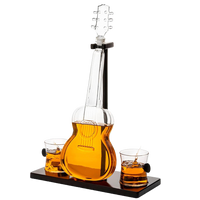 Guitar Whiskey & Wine Decanter & Mahogany Base - The Wine Savant 1000 ML Glass Decanter with 2 10oz Glasses 14