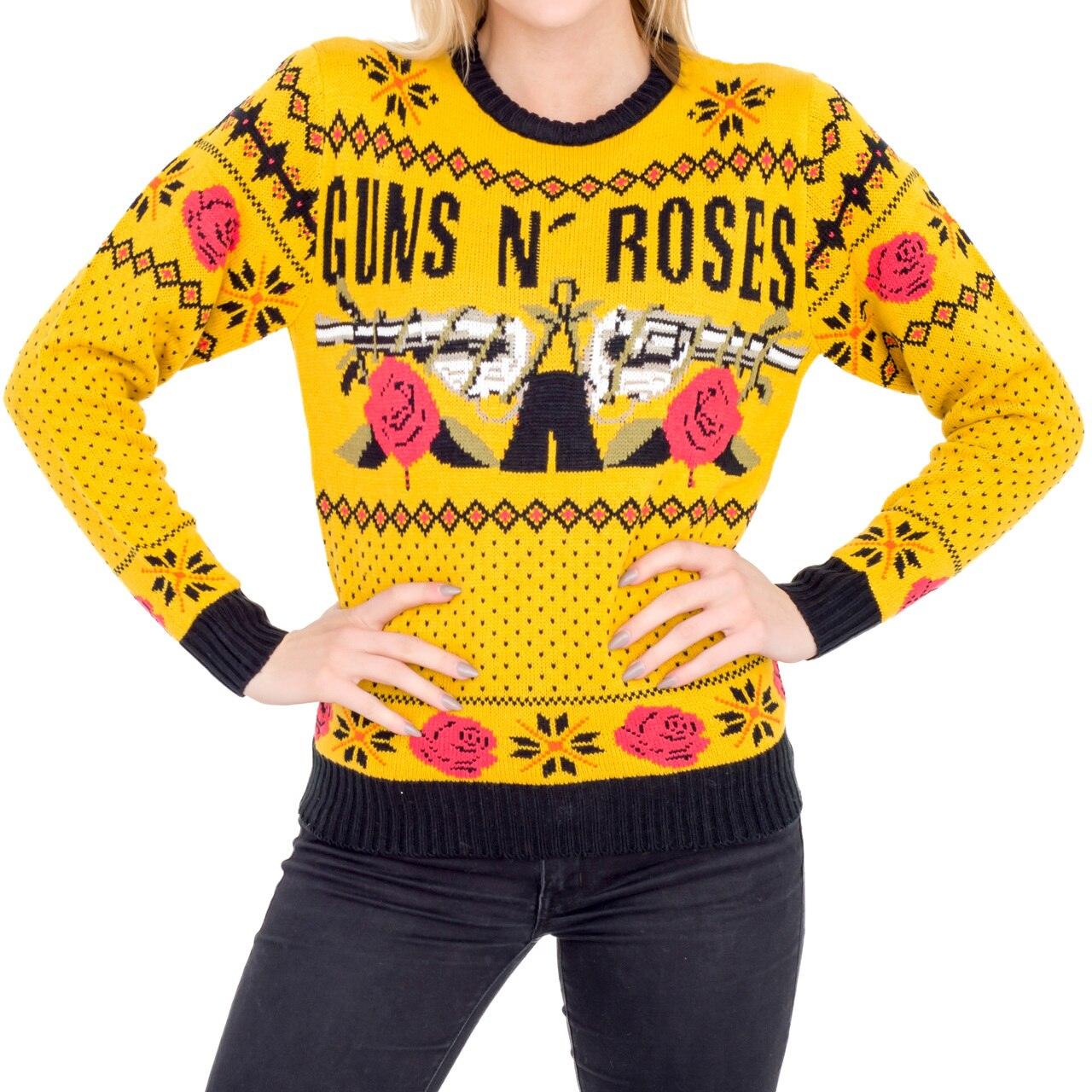 Guns N' Roses Hard Rock Band Text and Logo Ugly Christmas Xmas Sweater