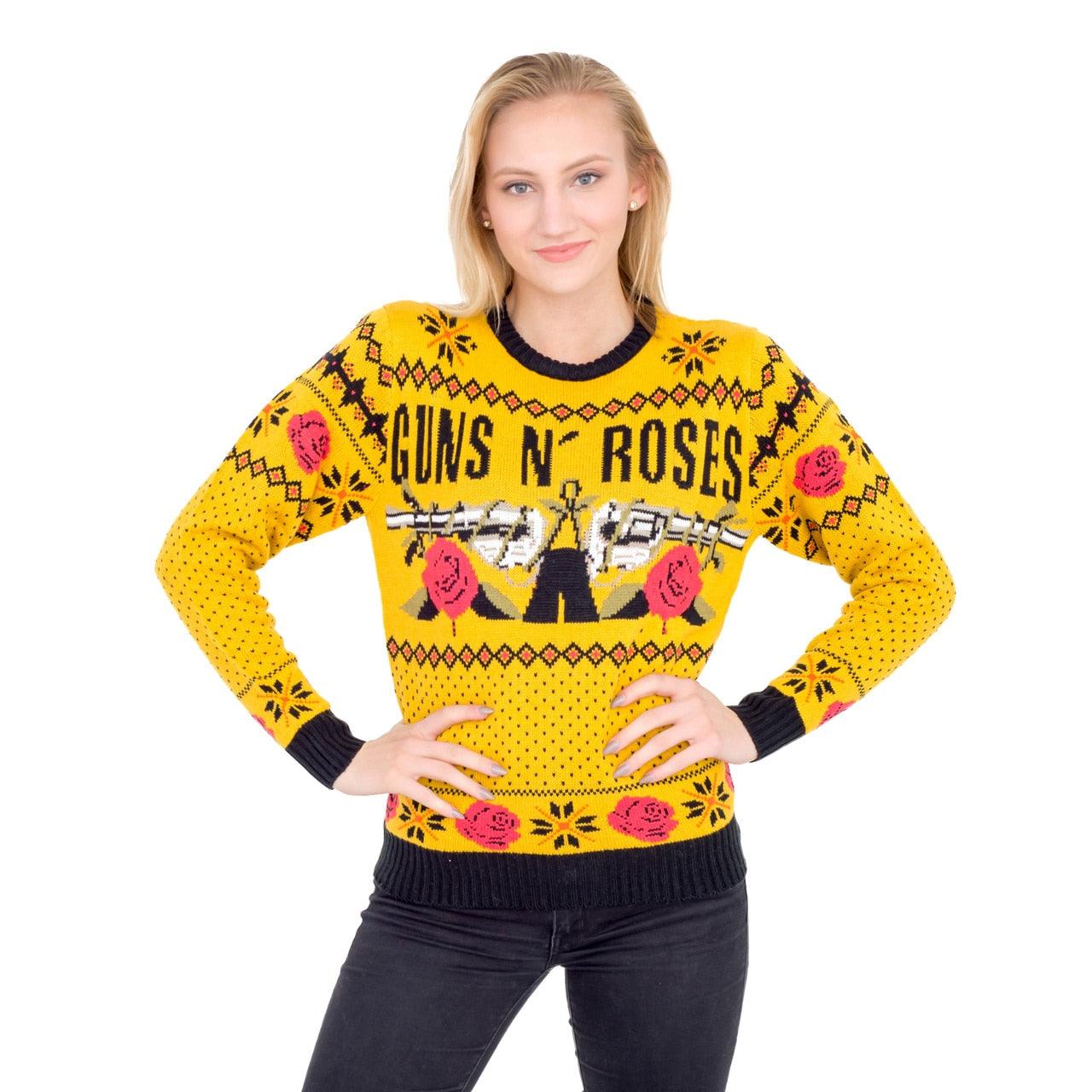 Guns N' Roses Hard Rock Band Text and Logo Ugly Christmas Xmas Sweater