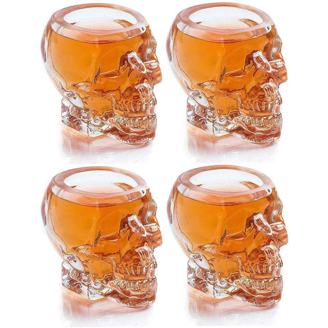 Monkey and Heroes Extra Large Skull Shot Glasses Set of 4, Use Skull Head Cup For A Whiskey, Scoth and Vodka Shot Glass, 3 Ounces-2