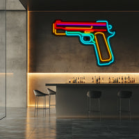 Pistol Weapon Metal Neon Wall Art- LN0127