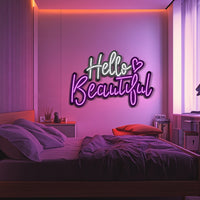 Hello Beautiful Metal Neon Wall Art- LN0233