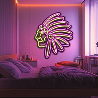 Indian Metal Apache Neon Wall Art- LN0195
