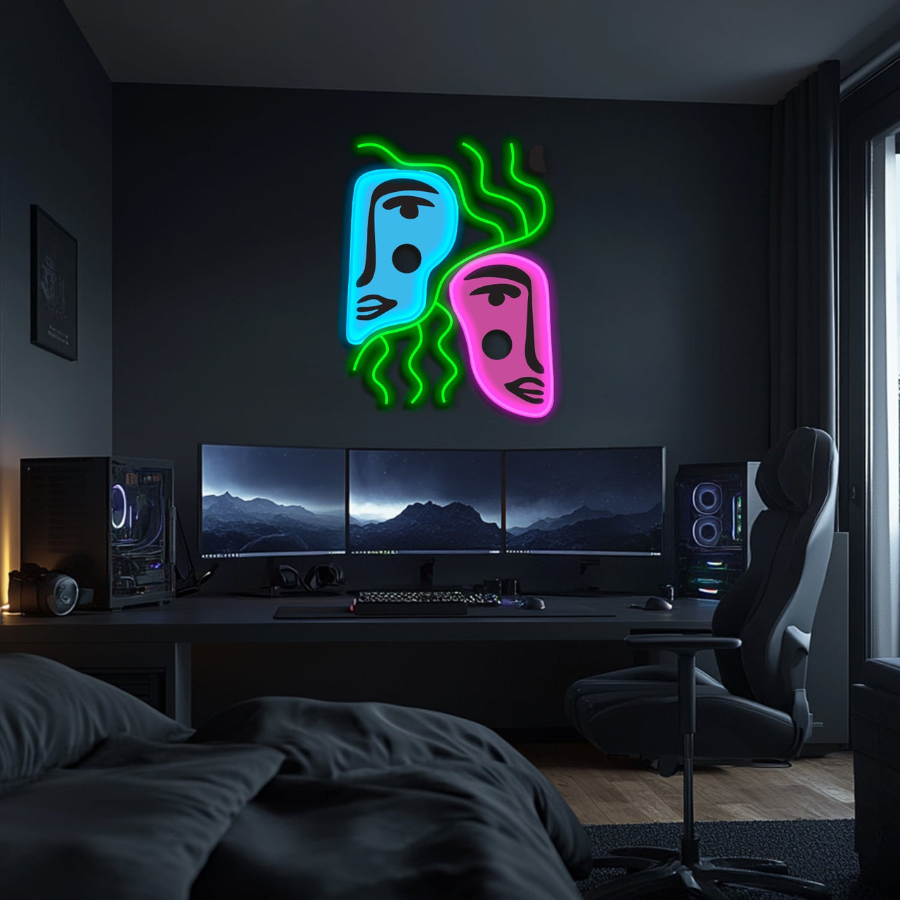 UV Printed Abstact Neon Wall Art- LV0116