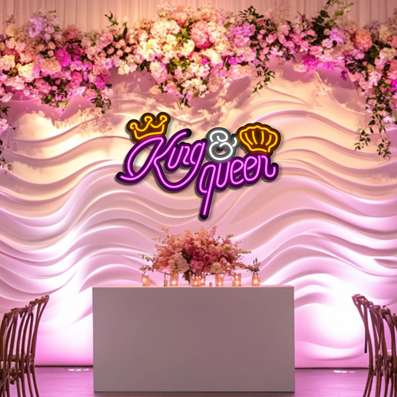 King and Queen Wedding Metal Neon Wall Art- LN0154