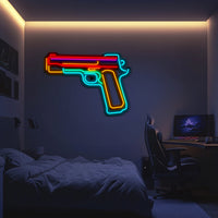 Pistol Weapon Metal Neon Wall Art- LN0127