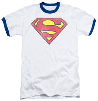 Superman Retro Logo White With Blue Ringers T-shirt