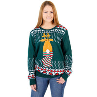 Ugly Christmas Sweater Flashing Nose Reindeer Sweater