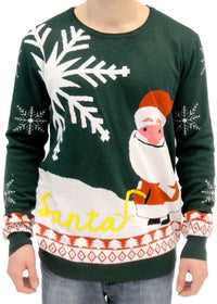 Ugly Christmas Sweater Happy Santa Peeing in Snow